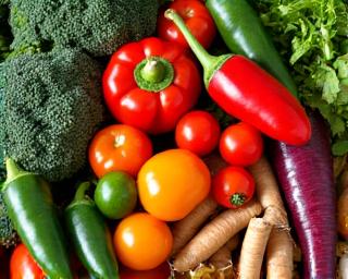 Vibrant, fresh garden vegetables on display