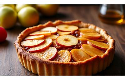 Golden-brown rustic apple tart