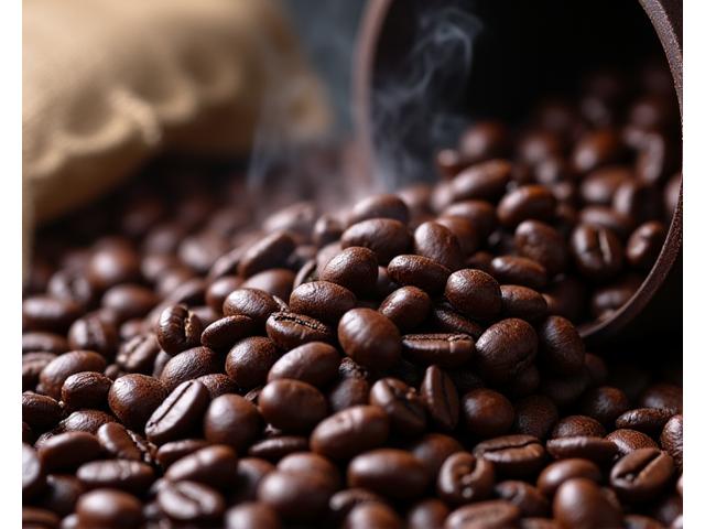 Close-up of roasted coffee beans in a rustic bowl for a coffee brand campaign