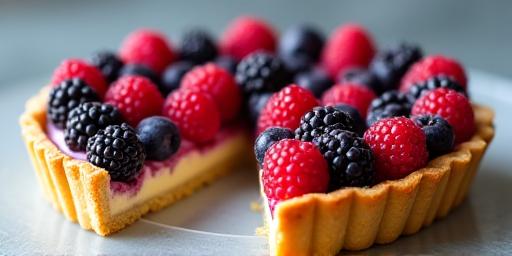 Elegant berry tart with a flaky crust and fresh mixed berries.