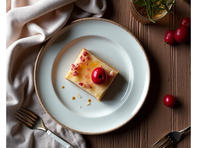 Beautifully styled dessert on a wooden table with natural light