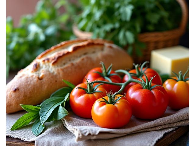 Assortment of fresh, high-quality organic ingredients on a market stall
